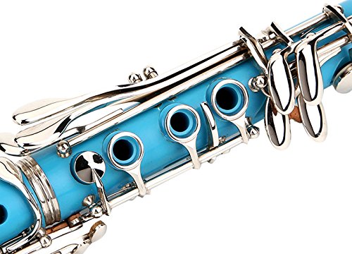 Glory B Flat Clarinet With Second Barrel, 11Reeds,8 Pads Cushions,Case,Carekit And More~ Light Blue #TOP4
