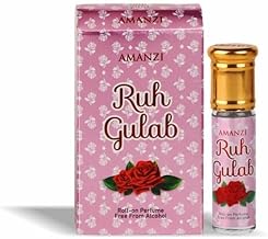AMANZI Ruh Gulab Attar Roll-On for Men & Women | Alcohol-Free, Long-Lasting Fragrance Oil | Fresh Rose & Woody Perfume | 6ml | Pack of 1