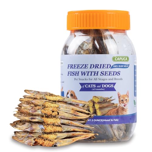 Freeze Dried Capelin Training Treats for Dogs & Cats – Single Ingredient, High Protein Snacks, Rich in Omega-3 for Skin Coat Health, Grain Free (3oz)
