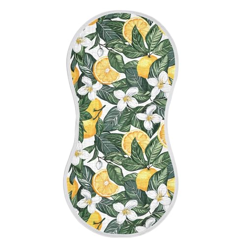 xigua Lemon Tree Leaves Baby Burp Cloths for Newborn Boys and Girls 4 Pack, Soft & Absorbent Cotton Baby Burp Cloth, Baby Washcloths, Newborn Towel, Burp Rags