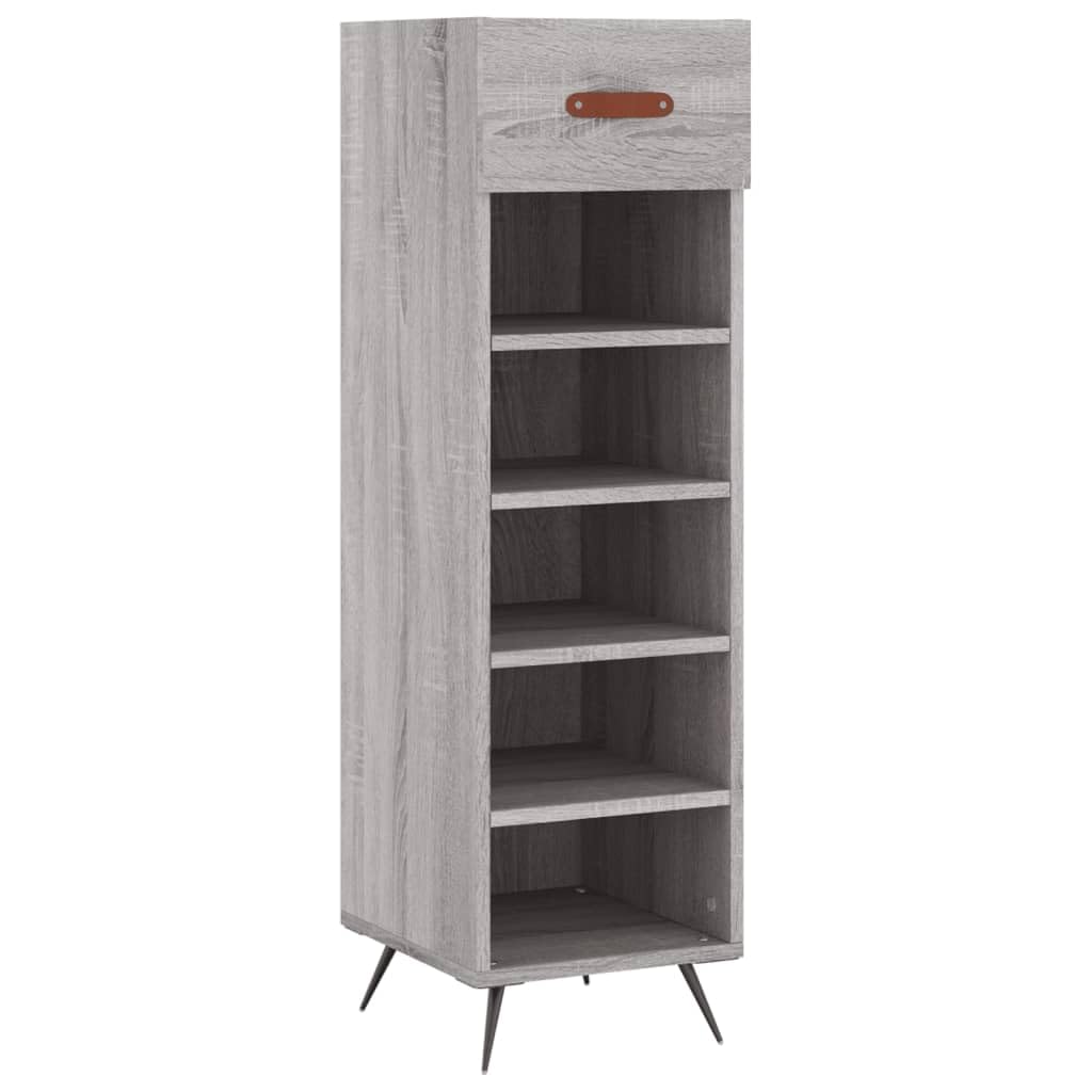 Scarpiera a 5 Scomparti e Cassetto Grigio Sonoma 30x35x105 cm