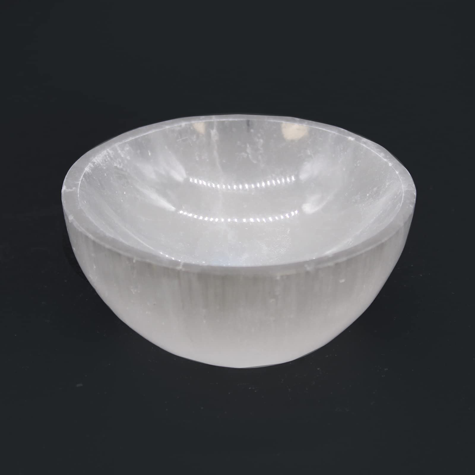 Ciotola Di Selenite Naturale 9,5cm | Ciotola Rotonda In Pietra Preziosa Per Decorazione E Meditazione - Foto 2