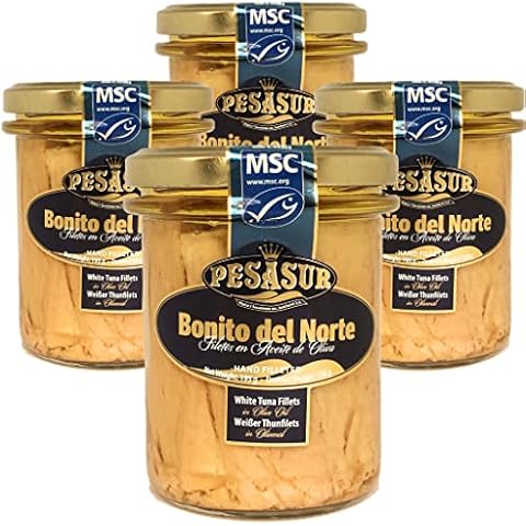 Soldimar Pesasur MSC Bonito del Norte - White Tuna Fillets in Olive Oil 195g (Pack of 4) Cover