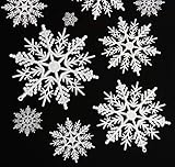 Hapy Shop 40 Pieces Plastic Snowflake Ornaments White Snowflake Christmas Decorative Hanging Ornaments for Decorating, Crafting and Embellishing,Assorted Sizes 1/2/ 3/4/ 5/6 Inches