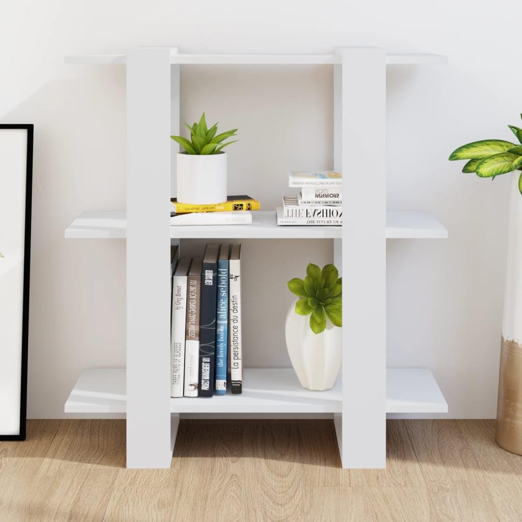 3 Tier Small Bookcase, 87x80cm Floor Standing Book Shelf, Engineered Wood Display Shelf, Modern Storage Rack Shelving Units for Living Room, Home Office, White