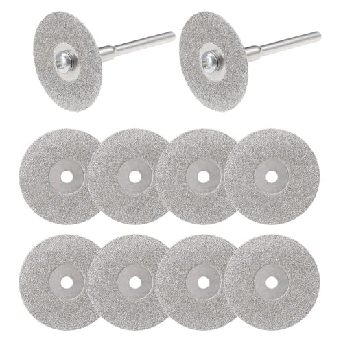 10枚セット ミニダイヤモンドカッター 直径22mm 3mm軸2本付 ダイヤモンドビットブレードセット カッティングディスク ミニルーター/ルーター/リューター用