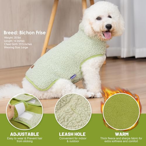 Image of cyeollo Sherpa Dog Coat Reversible Dog Jackets for Small Dogs, Green, S