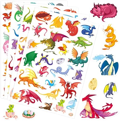 Dragon Stickers 530 Counts Cute Cartoon Dragon Adhesive Sticker for Water Bottles Art Toys Crafts Kids Boys Toddlers Invitations Envelopes Party Gifts Bags Decor
