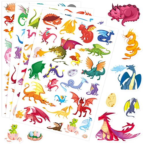 Dragon Stickers 530 Counts Cute Cartoon Dragon Adhesive Sticker For Water Bottles Art Toys Crafts Kids Boys Toddlers Invitations Envelopes Party Gifts Bags Decor #TOP1