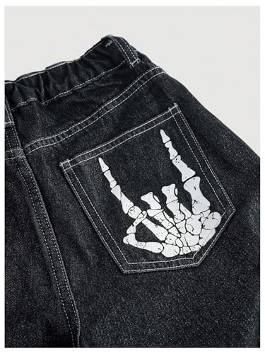 Verdusa Girl's Goth Wide Leg Baggy Jeans Streetwear Loose Denim Pants with Pockets4