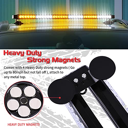 Image of LINKITOM LED Strobe Light Bar -Aluminum Double Side Flashing 37.5'' 78 LED High Intensity Emergency Warning Lightbar w /Magnetic Base for Safety Construction Plow Truck Vehicles