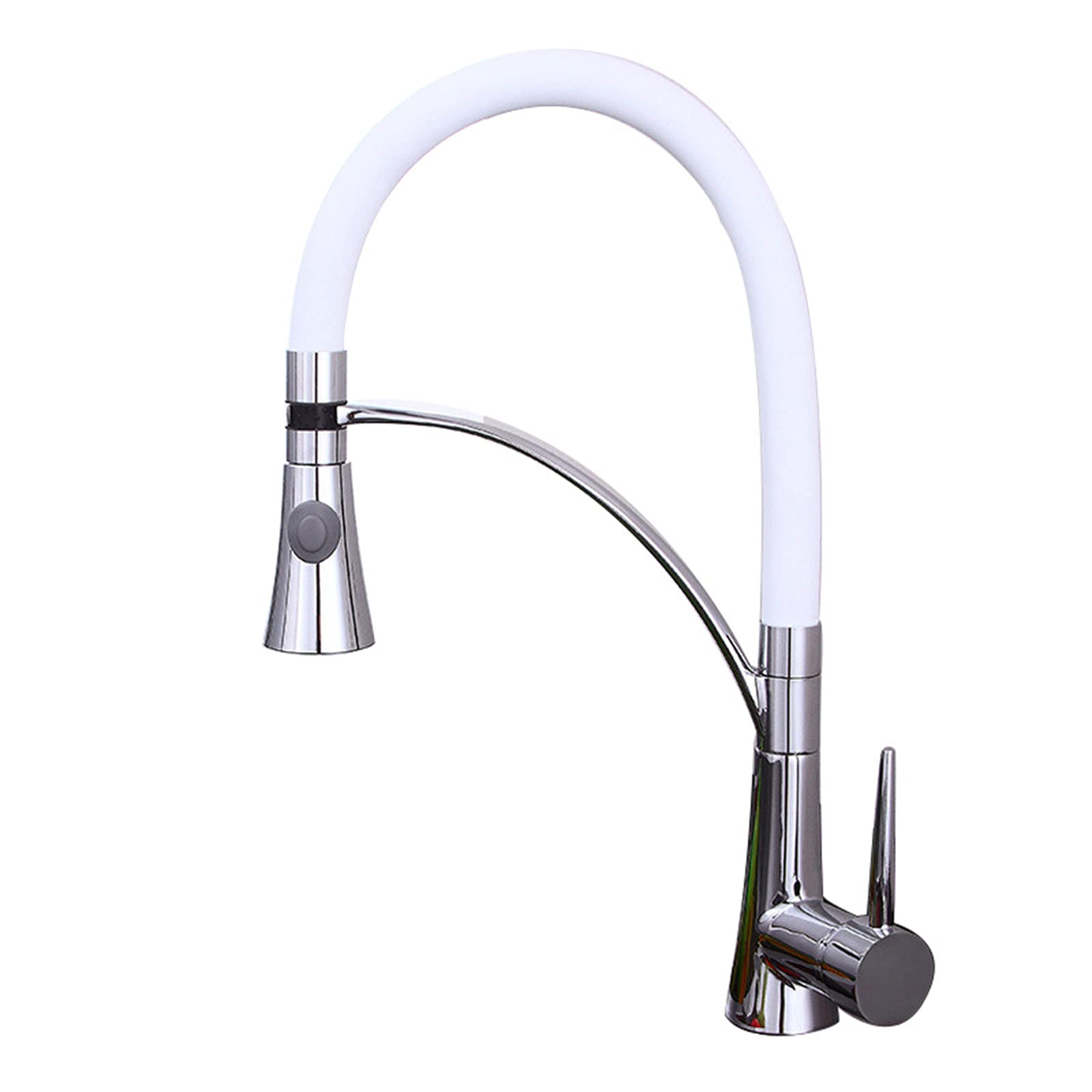 ZYCHSJXA Kitchen Bath Taps Faucet, Commercial High Arc Sink with Pull Down Sprayer Solid Brass Chrome Single Handle Hole Hot and Clod Water Mixer