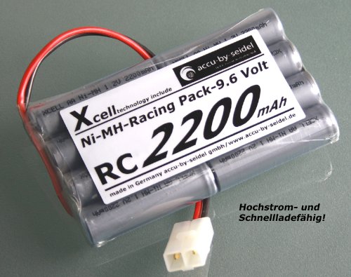 X-Cell accu-by-seidel RC - Racing Pack 9,6V 2200mAh Akku für Toy Fahrzeuge - Racing-Pack mit Tamiya-Stecker. Hochstrom- und Schnellladefähig