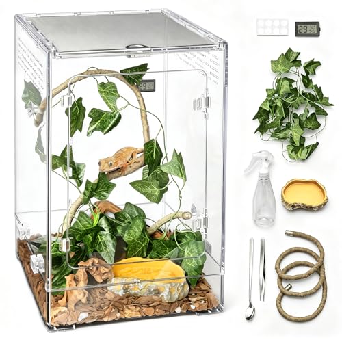 Clioran Reptile Tank 12 x 12 x 18 Tall Starter Crested Gecko Terrarium