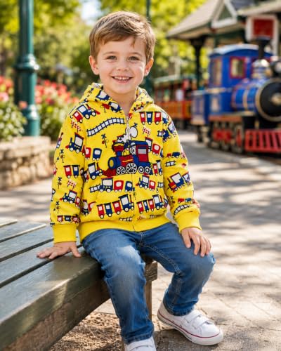 Image of Popshion Boys Toddler Cartoon Dinosaur Hoodies Jacket Cool Long Sleeve Zipper Hooded Sport Sweatshirt Coat for Kids 1-7 Years