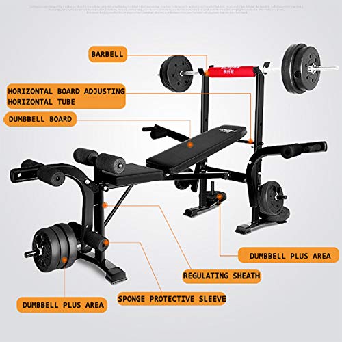 Sit Up Bench Adjustable Folding Weight Bench with Dip Station, Heavy Duty Multi Sit Up Workout Barbell Lifting Chest Press Home Gym Exercise Fitness，Black