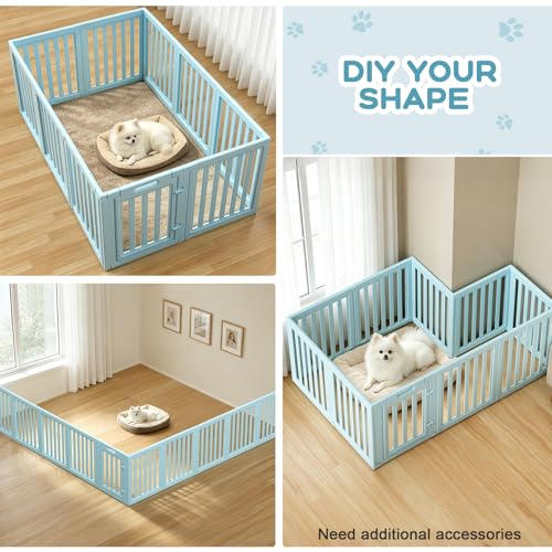 Image of Dog Playpen Indoor,Puppy Playpen,Blue 23.6 inch H,10 Panels | Dog Play Pen Indoors with Open View,Tool-Free Setup,Multi-Shape Setup,Dog Pen for Dogs,Cats & Puppies