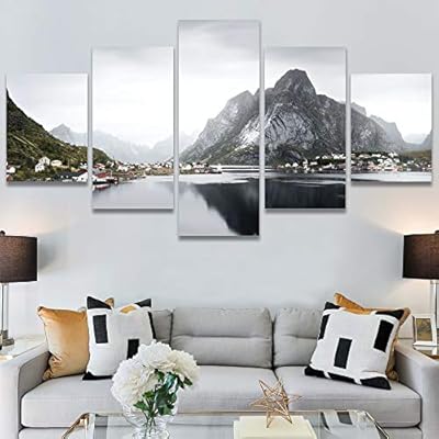 SIGNWIN 5 Panel Canvas Wall Art Calming Waters...
