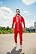 Gennadi Hoppe Herren Jumpsuit Overall Onesie Männer Schlafanzug Einteiler Jogger Pyjama Baumwolle warm weich kuschelig flauschig lässig sportlich modern Ganzkörper Anzug 2XL rot roter H6185