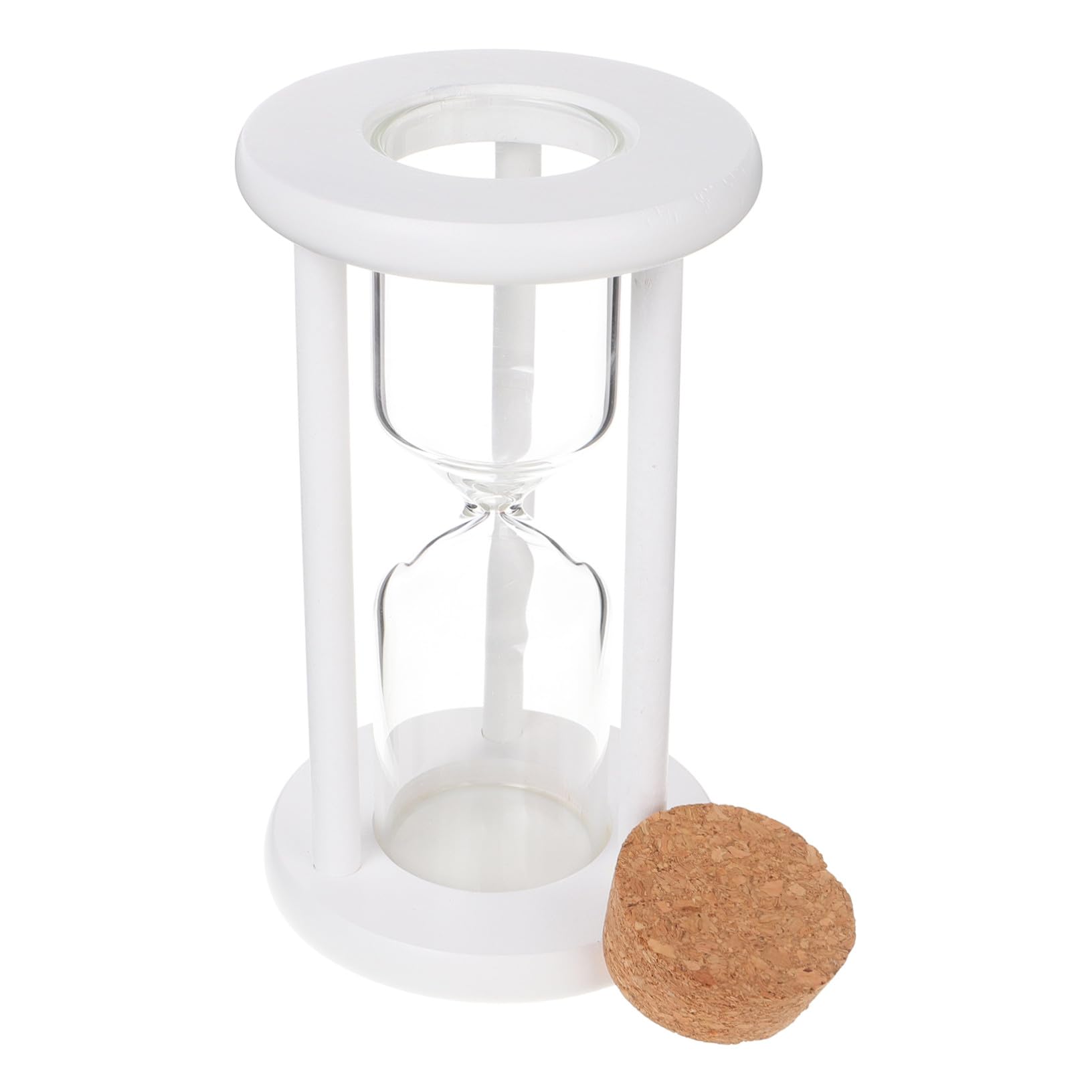 Sablier Décoratif en Bois 9,8x17 Cm Bouchon en Liège, Sablier Vide Rechargeable Multifonction, Minuterie Artisanale pour Bureau et Maison DIY