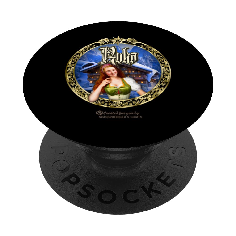 Ruka Ski Aea Finland Chalet & Pin-Up Girl Ruka PopSockets Swappable PopGrip, Black
