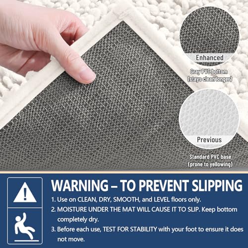 Image of Arotive Luxury Large Bathroom Rugs 47x32, Extra Soft Thick Absorbent Shaggy Chenille Bath Rugs, Machine Wash Dry, Bath Mats for Bathroom Floor, Tub and Shower, Home Decor Accessories, Ivory