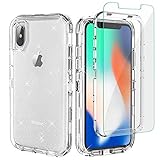 iPhone X/XS Clear Glitter Case, WHOBE iPhone Xs Sparkly Bling Case, Heavy Duty Shockproof Full Body...