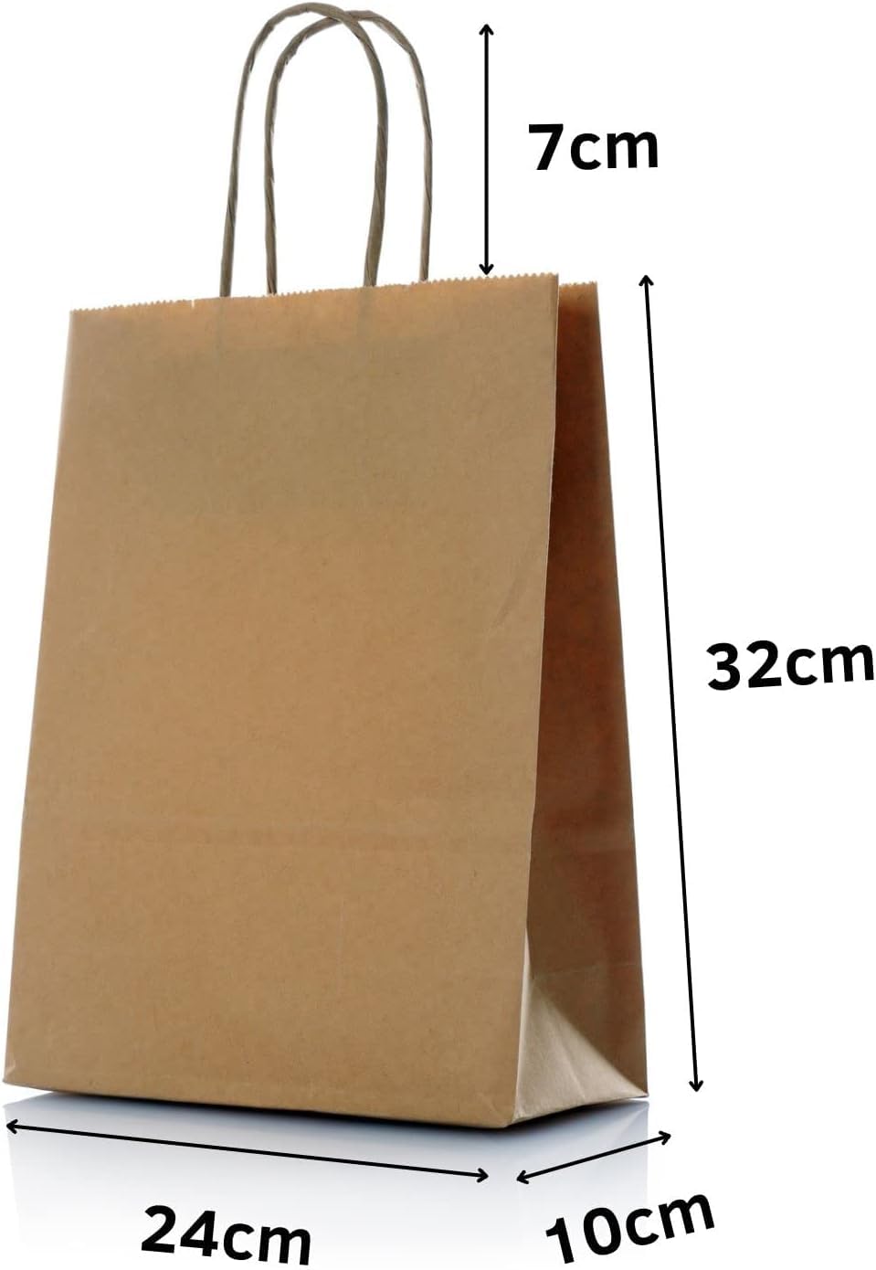 Grupo Darik 200 Bolsas de Papel Kraft 24x32x10 cm| Bolsa de Papel con Asas | Bolsas marrón (200, 24x32x10 cm)