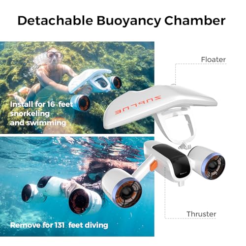 Image of Sublue Mix Underwater Scooter with Action Camera Mount 30 Minutes 22lbf 131ft Waterproof Dual Motors Water Sports Pool Diving Snorkeling for Adults Gray Battery Version