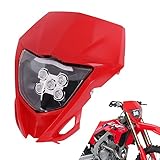 AnXin Dirt Bike LED Headlight,Motorcycle Headlights Kit Universal for CRF250R CRF250F CRF450R CRF250L CRF450L XR650L Most Dirt Pit Bike Supermoto Enduro Motocross Red