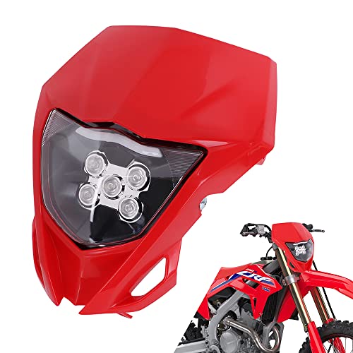 Image of AnXin Dirt Bike LED Headlight,Motorcycle Headlights Kit Universal for CRF250R CRF250F CRF450R CRF250L CRF450L XR650L Most Dirt Pit Bike Supermoto Enduro Motocross Red