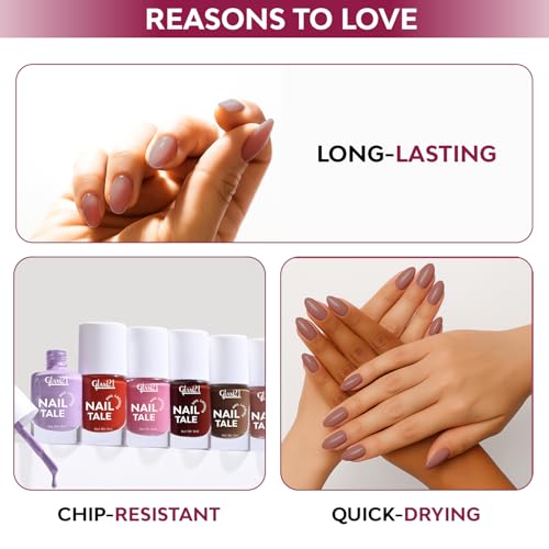 Image of Glam21 Nail Tale Nail Polish | Glossy Gel Finish | Rich Pigmentation | Chip Free | Quick Drying Formula | Long Lasting Nail Polish for Women | 9ml | Shade-42