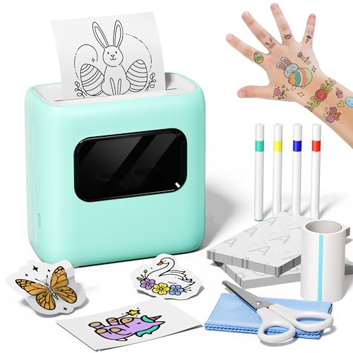 TATTMUSE Temporärer Tattoo Maker für Kinder, Erstellen Sie Individuelle Temporäre Tattoos mit 40 Tattoo Papieren und 4 Markern, Mini Tattoo Malsets Kinder für Jungen und Mädchen Spielzeug, Geschenke