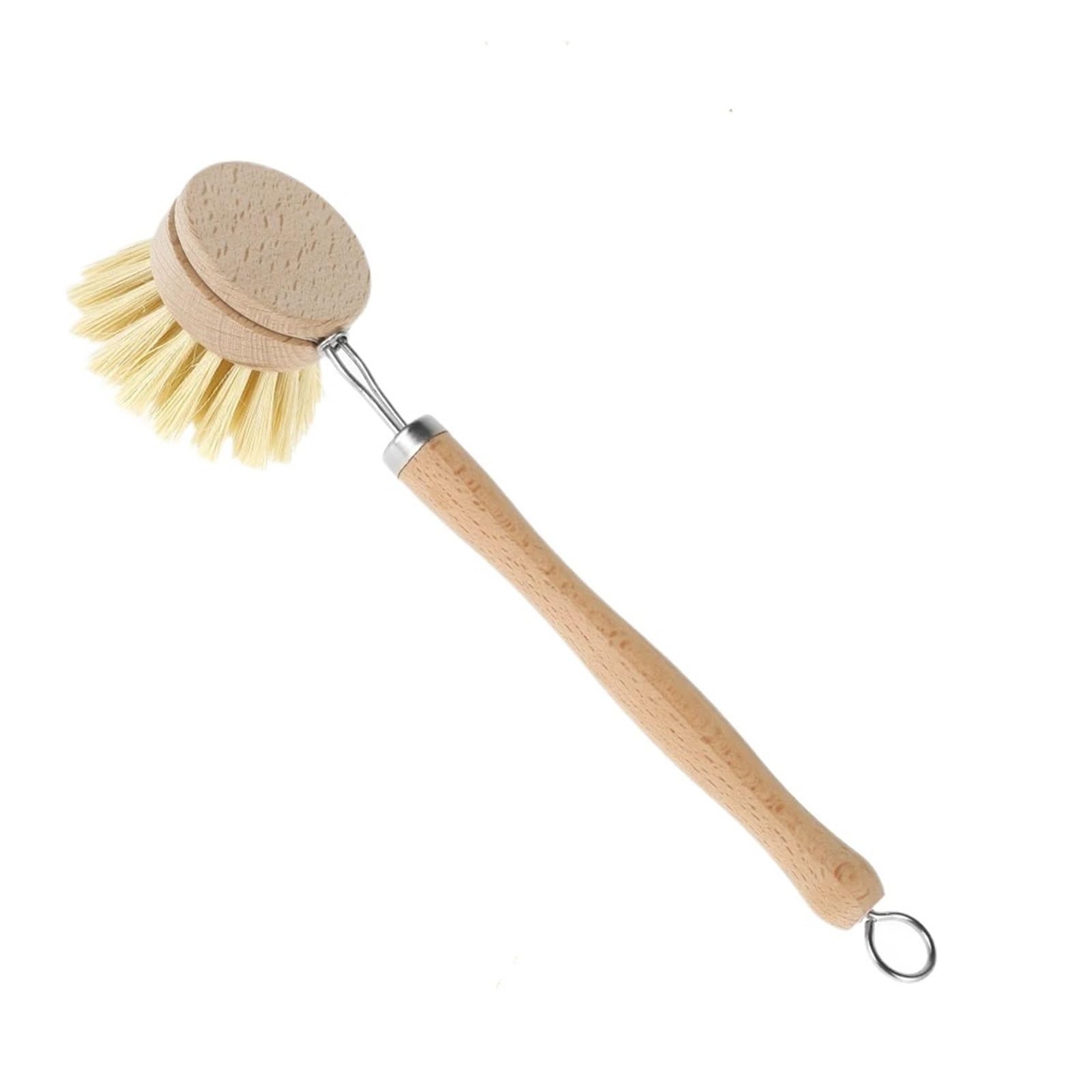 Kitchen Dish Brush Set Wooden Long Handle Pan With 4 Replacement Head for Cleaning Dishes