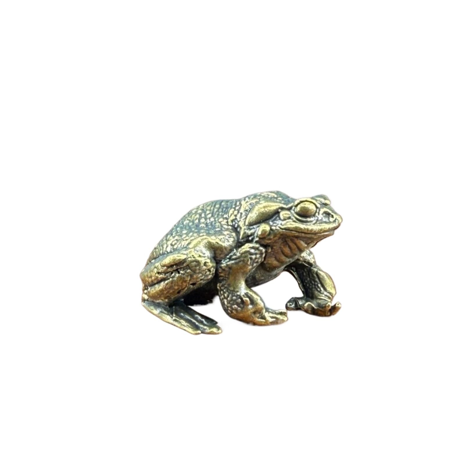 NGDFGR Brass Simulation Horned Frog Model Sculpture,Interesting Animal Toad Miniature Statue Desktop Home Bonsai Micro Landscape Decor Accessories