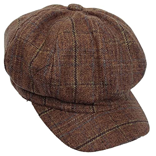 Plaid Newsboy Hat Striped Flat Ivy Visor Beret Cap miniatura 1