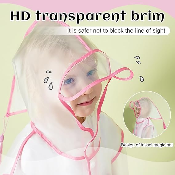 Image of Bold N Elegant Polyester Blend Transparent Dinosaur Print Kid's Waterproof Raincoat Rain Jacket With Hood And Visor For Young Lil Toddler Tween School Boy's And Girls