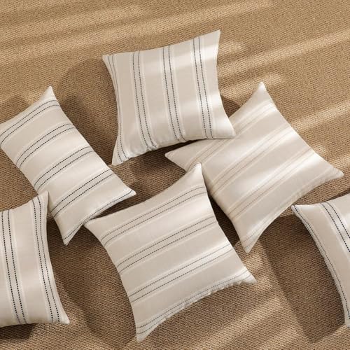 Image of Hckot Stripe Throw Pillow Covers 26x26 Large Square Navy Blue Pillow Cover