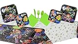 Splatoon Birthday Party Supplies Bundle Set for 16 Guests - Plates, Tablecover, Cutlery, Napkins