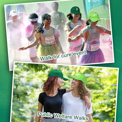 Image of 15 Pcs Mental Health Awareness Baseball Cap Green Ribbon Trucker Hats for Mental Health Kidney Cerebral Palsy Awareness