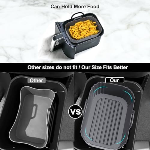 Silicone Air Fryer Liners 2 Pack, Reusable Compatible for Ninja Foodi DZ201, DZ401, DZ550, COSORI, Chefman, Instant, and 6-in-1 8-10QT Baskets - Thumbnail 3