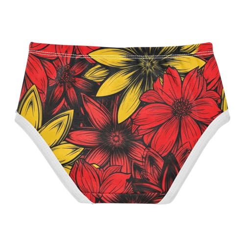 Red Yellow Flowers Toddler Underwear Custom 2t Cotton Little Girl Panties Designer Briefs Kids Undies2