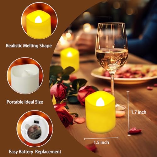 Image of Jialine 12 Pack Flickering Flameless Votive LED Tea Lights Candles, Electric Fake Battery Operated tealights Candles for Halloween,Christmas,Wedding,Party and Holiday Decoration