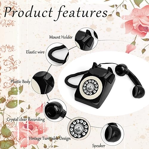 Image of Audio Guest Book Wedding Phone, Record Customized Audio Message with Guest Book Retro Phone Audio GuestBook for Wedding Birthday Party Confession Audio Message Voicemail(Black)