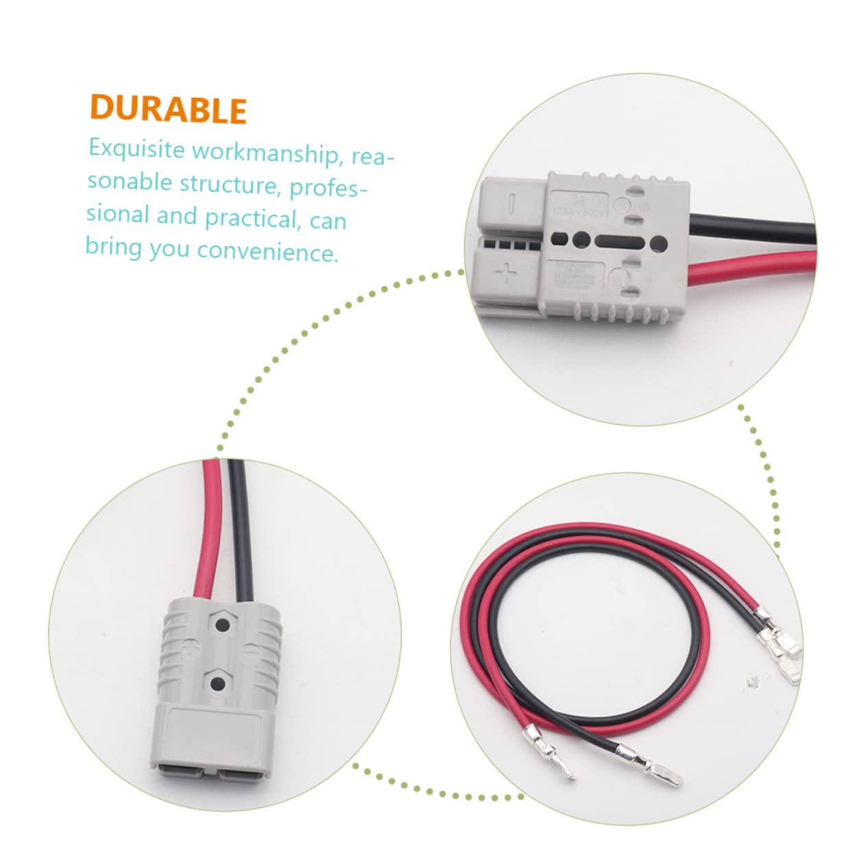 SOLUSTRE Conector Rápido 175a 600v Cable 6awg 1,2m para Automóvil y Autocaravana, Conector Resistente de Batería para Uso Industrial y Energías Renovables
