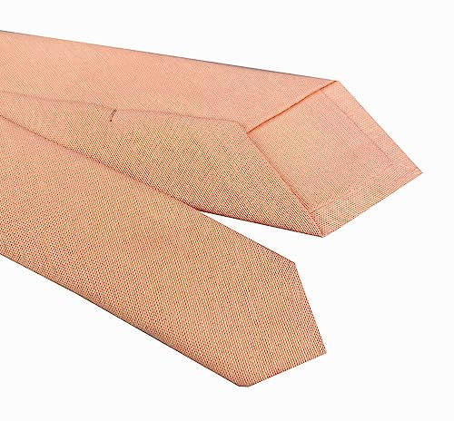 Image of Elfeves Men's Skinny Solid Color Tie Causal Cotton Linen Narrow Slim cut Necktie