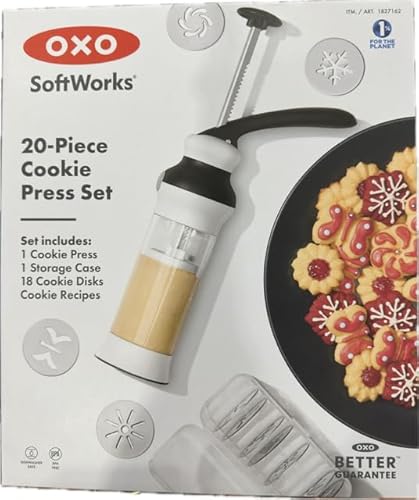 OX 20-Piece Cookie Press Set with 18 Disks, Storage Case