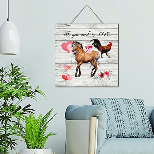 Décoration murale vintage en bois All You Need Is Love 30x30 cm