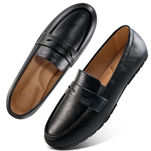 Image of Ecetana Women's Loafers Comfortable Slip-On Business Casual Work Flats | Cushioned & Lightweight Non Slip Penny Loafers for Office Driving Daily Commutes Dressy - Long Hours of Standing Walking