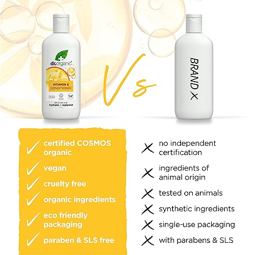 Dr Organic Vitamin E Conditioner, Hydrating, Dry & Fine Hair, Natural, Vegan, Cruelty-Free, Paraben & SLS-Free, Recyclable & Recycled Ocean Bound Plastic, Certified Organic, 265ml, Packaging may vary - Image 5